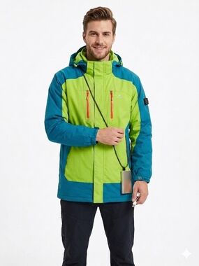 ​KempGear Heated Outdoor Snow Jacket - Waterproof Hooded Outdoor Coat - XXL